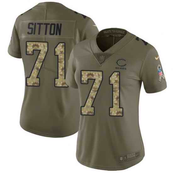 Nike Bears #71 Josh Sitton Olive Camo Womens Stitched NFL Limited 2017 Salute to Service Jersey